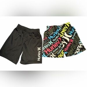 2- Hurley Kids' Black and Colorful Logo Shorts Size (6)